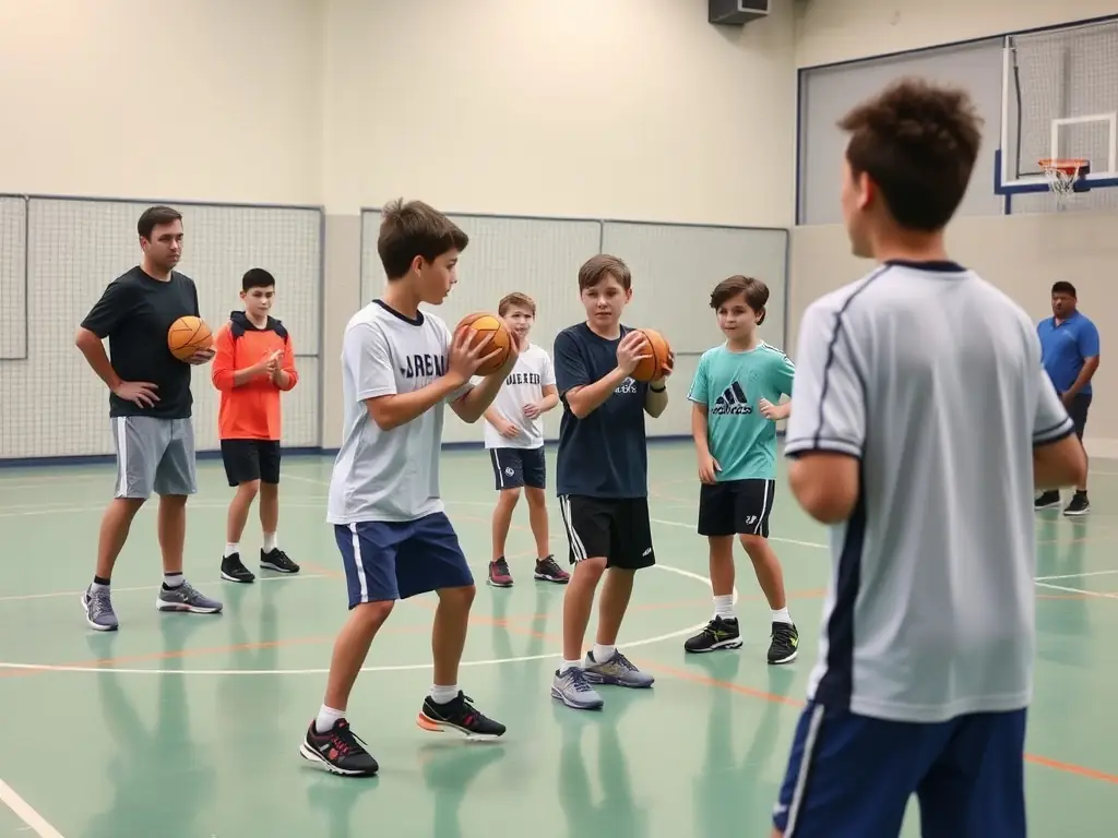An image of players engaged in a focused training session, demonstrating the discipline and dedication required in handball.